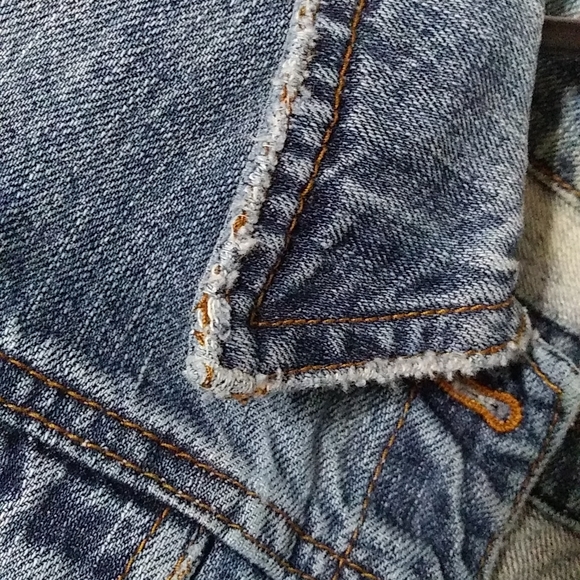 Adjustable Cropped Denim Jacket Jean Coats Size M - Picture 9 of 14